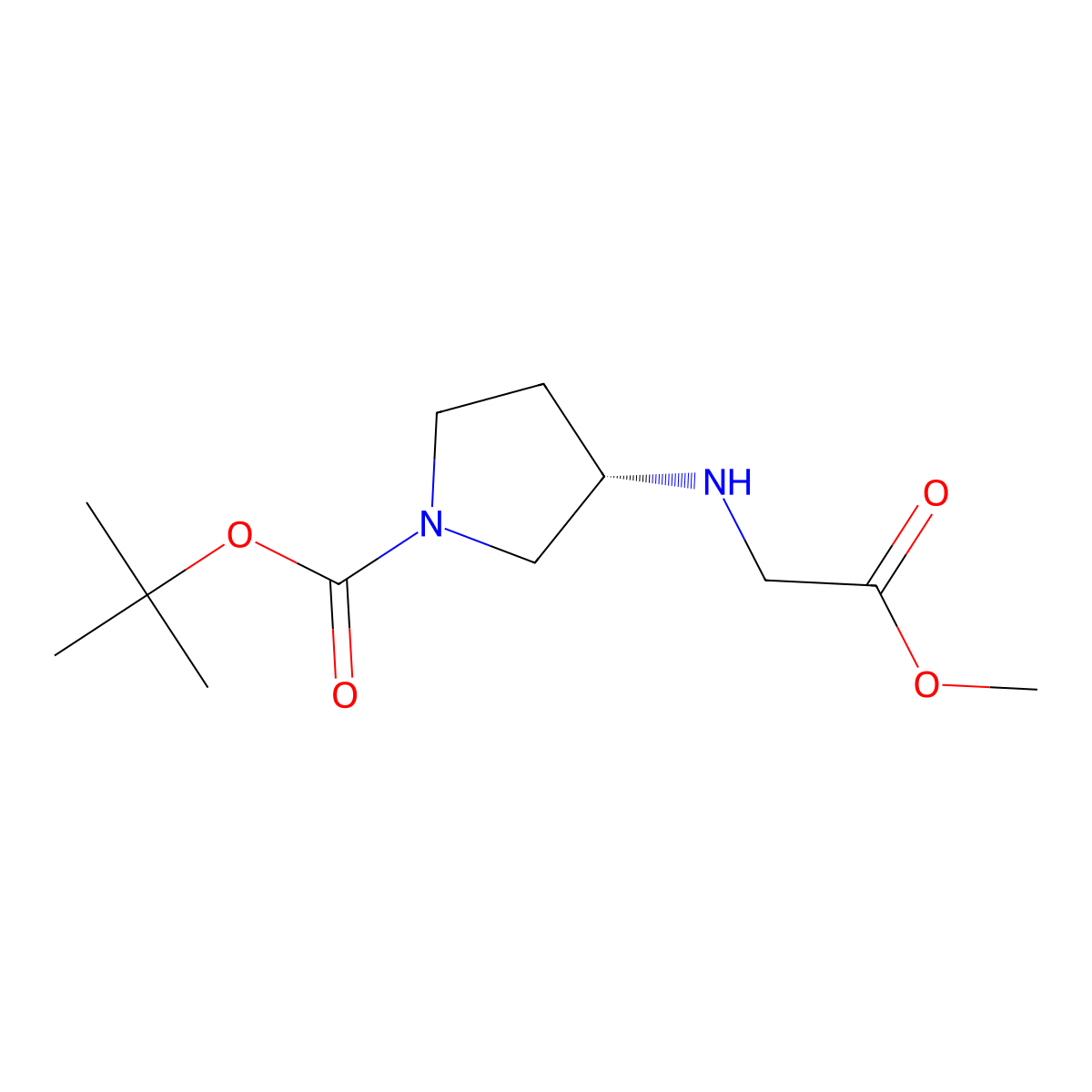 tert-butyl (3S)-3-[(2-methoxy-2-oxoethyl)amino]pyrrolidine-1-carboxylate molecular structure, CAS 3028133-14-1