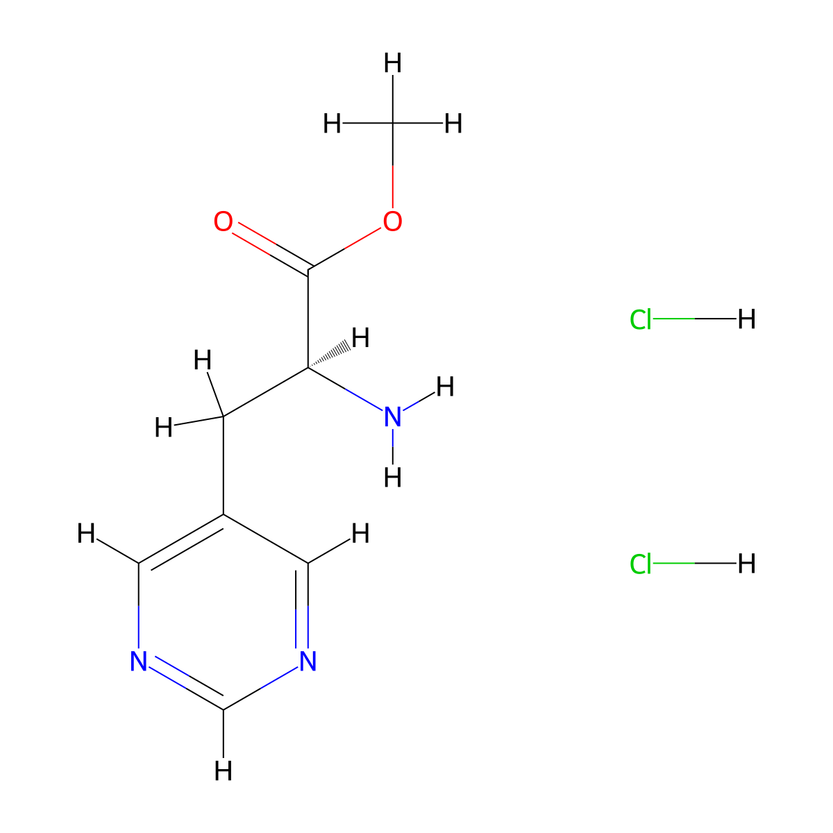 methyl (2S)-2-amino-3-(pyrimidin-5-yl)propanoate dihydrochloride molecular structure, CAS 3028133-20-9