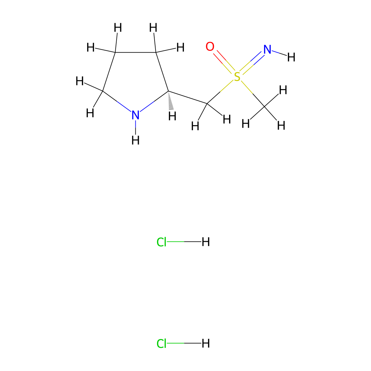 imino(methyl){[(2S)-pyrrolidin-2-yl]methyl}-lambda6-sulfanone dihydrochloride molecular structure, CAS 3028134-67-7