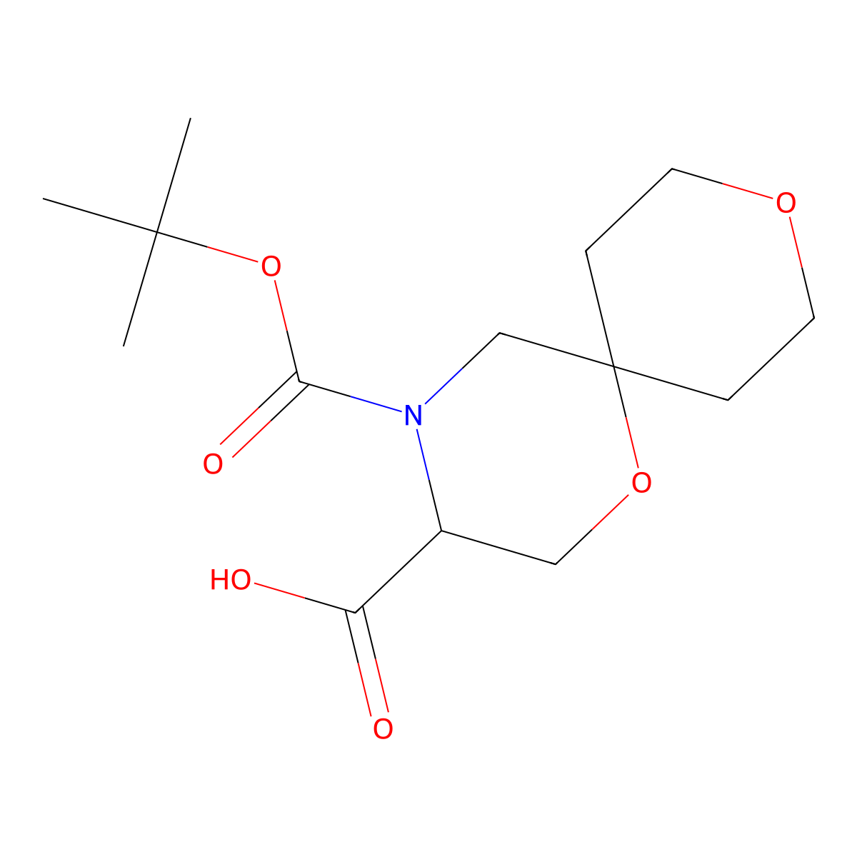 4-[(Tert-butoxy)carbonyl]-1,9-dioxa-4-azaspiro[5.5]undecane-3-carboxylic acid molecular structure, CAS 3028136-69-5