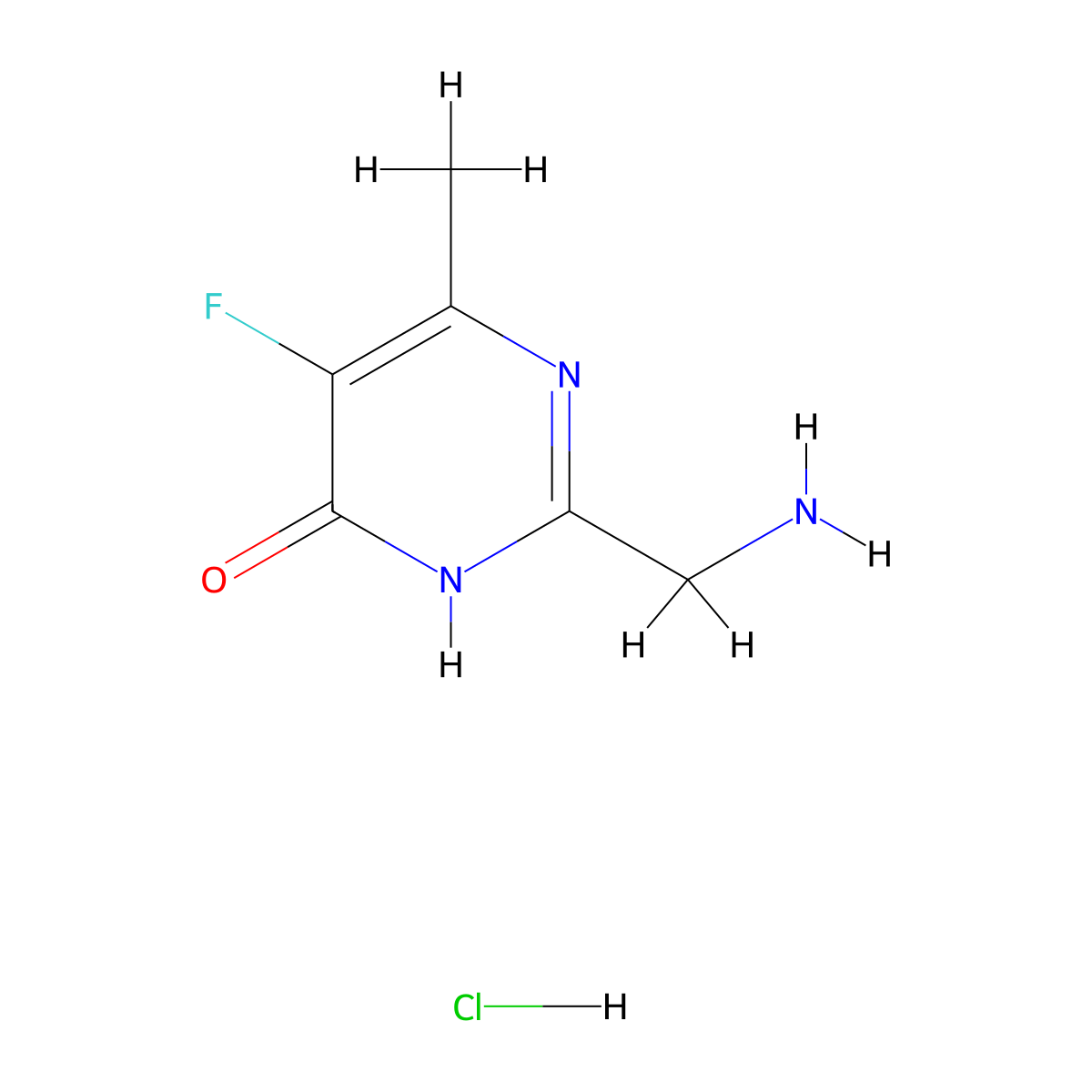2-(Aminomethyl)-5-fluoro-6-methylpyrimidin-4-ol hydrochloride molecular structure, CAS 3028137-27-8