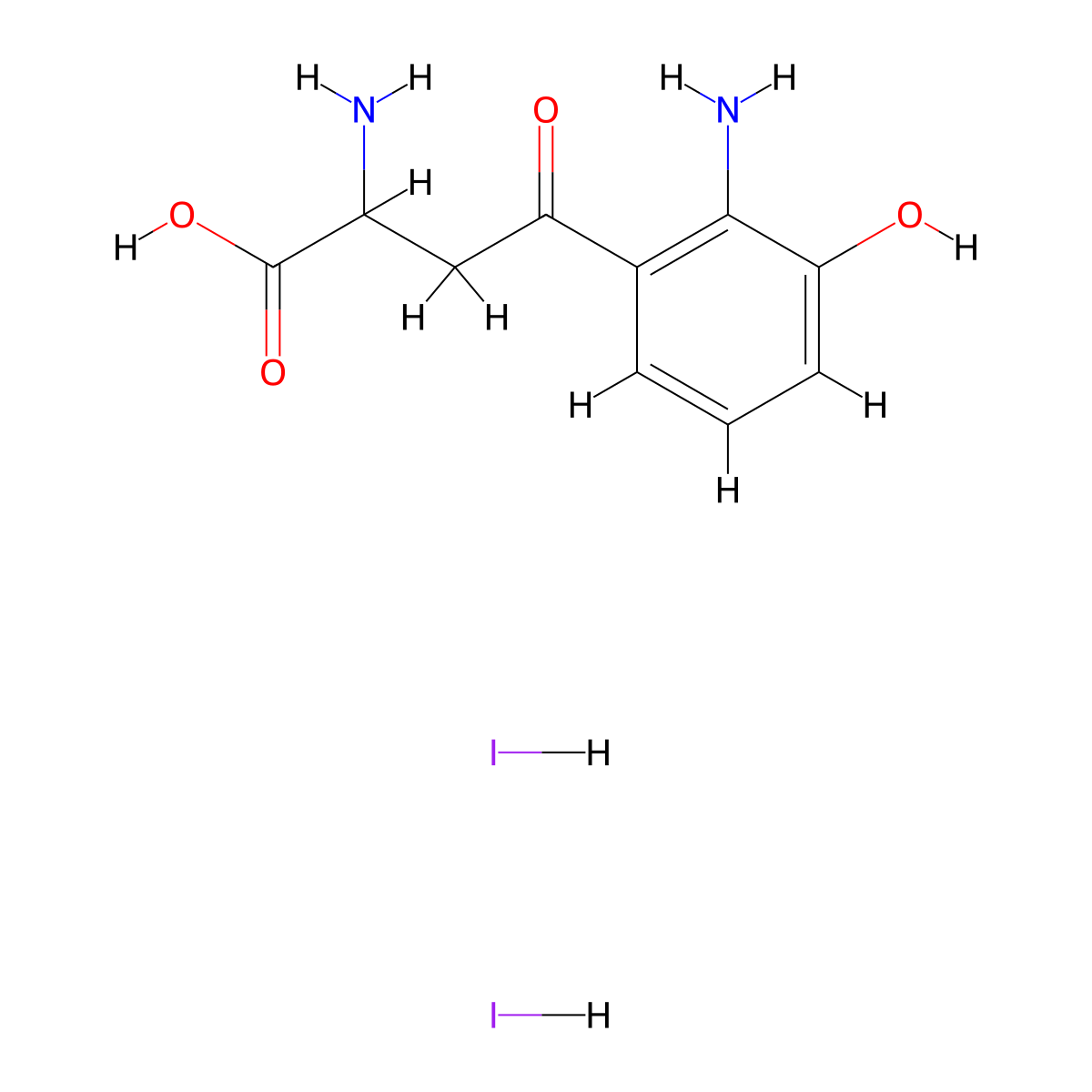 2-Amino-4-(2-amino-3-hydroxyphenyl)-4-oxobutanoic acid;dihydroiodide molecular structure, CAS 3028140-60-2