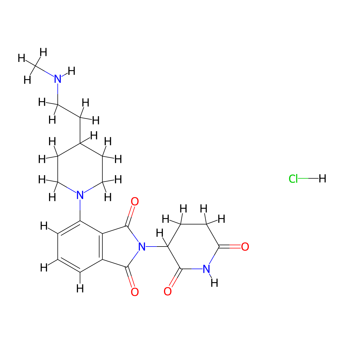 2-(2,6-dioxopiperidin-3-yl)-4-{4-[2-(methylamino)ethyl]piperidin-1-yl}-2,3-dihydro-1H-isoindole-1,3-dione hydrochloride molecular structure, CAS 3028140-77-1