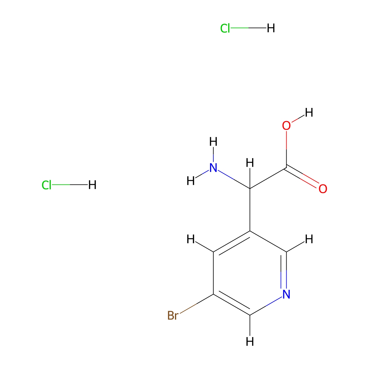 2-Amino-2-(5-bromopyridin-3-yl)acetic acid dihydrochloride molecular structure, CAS 3028140-85-1
