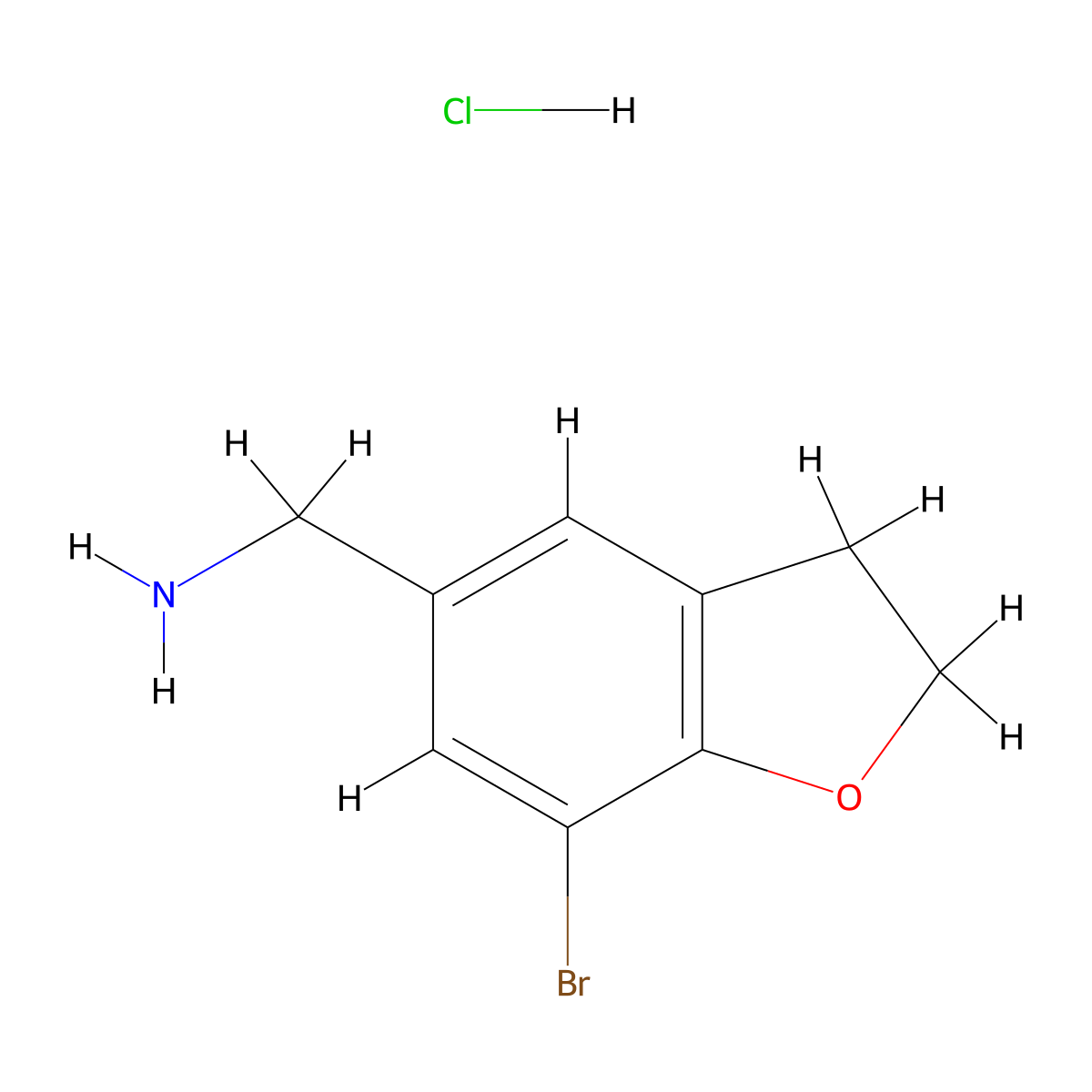 1-(7-Bromo-2,3-dihydro-1-benzofuran-5-yl)methanamine hydrochloride molecular structure, CAS 3028140-89-5
