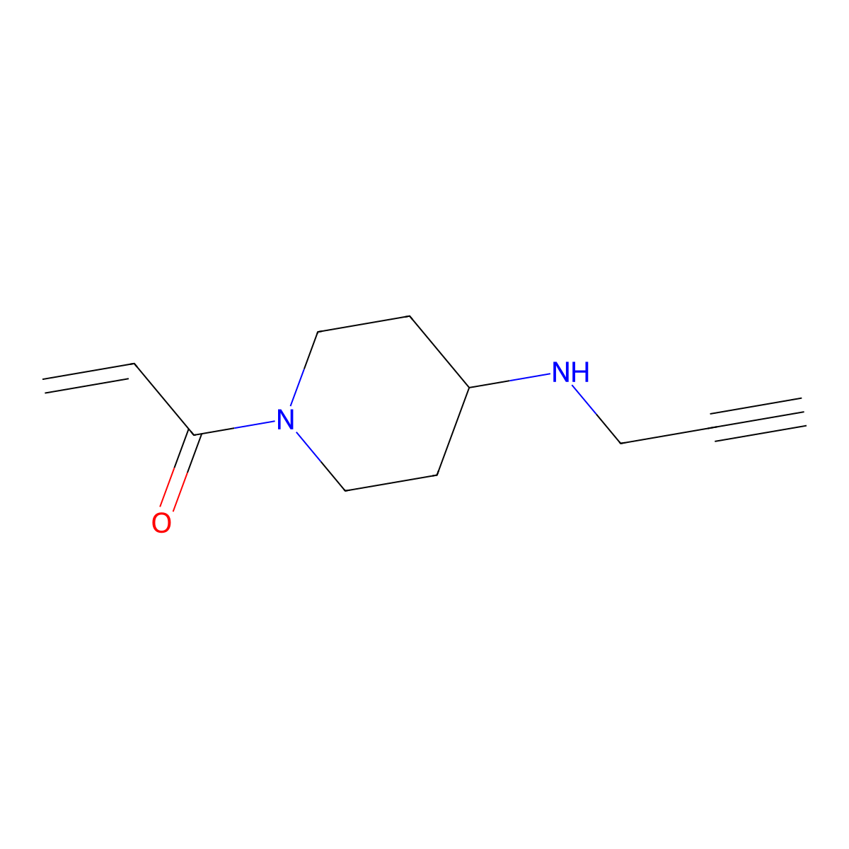 1-{4-[(Prop-2-yn-1-yl)amino]piperidin-1-yl}prop-2-en-1-one molecular structure, CAS 3028140-93-1