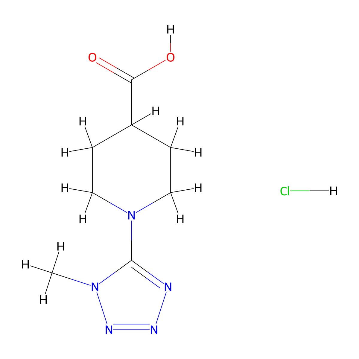 1-(1-methyl-1H-1,2,3,4-tetrazol-5-yl)piperidine-4-carboxylic acid hydrochloride molecular structure, CAS 3028141-06-9