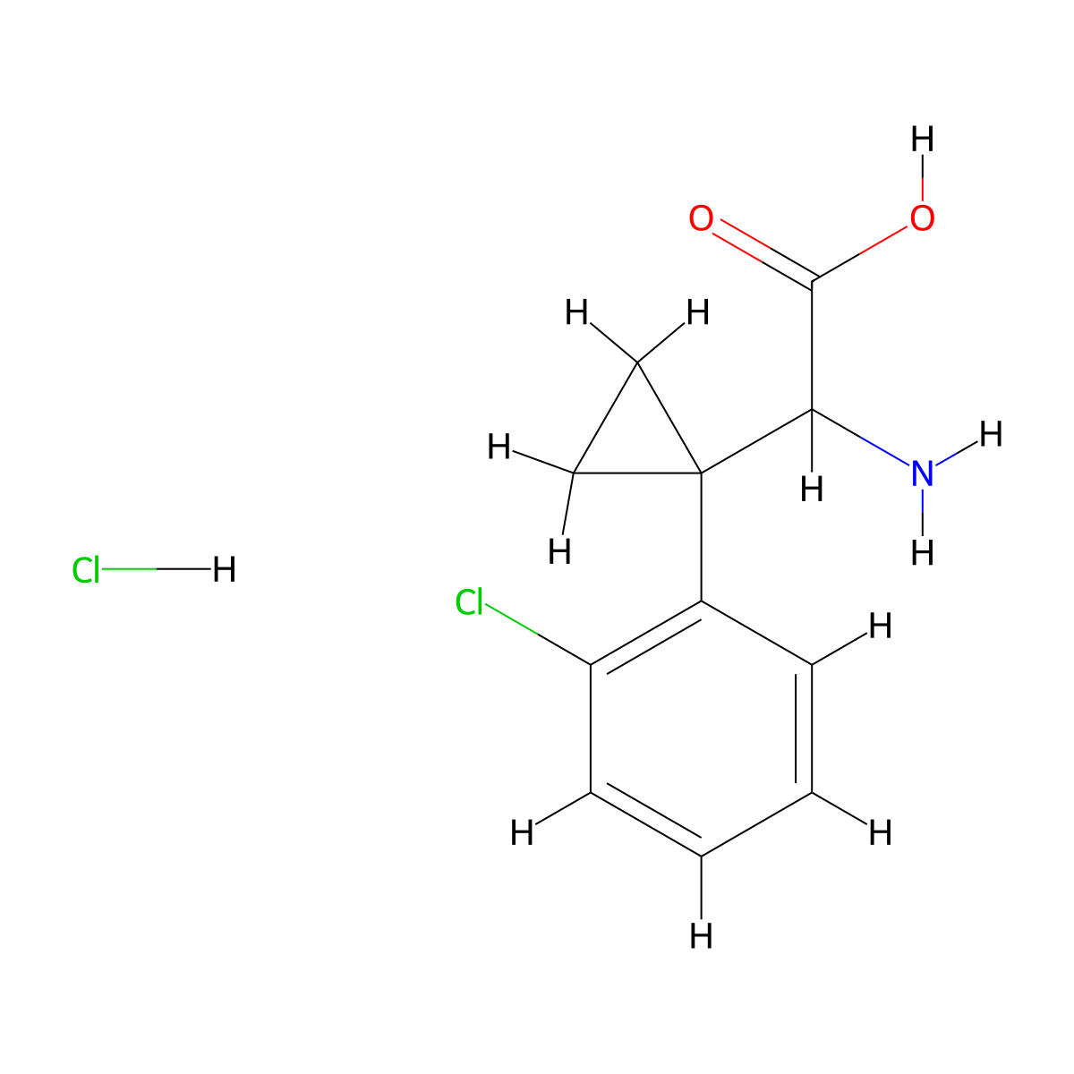 2-Amino-2-[1-(2-chlorophenyl)cyclopropyl]acetic acid hydrochloride molecular structure, CAS 3028141-09-2