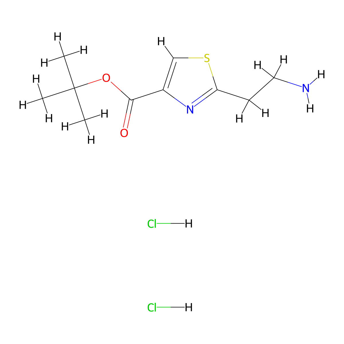 Tert-butyl 2-(2-aminoethyl)-1,3-thiazole-4-carboxylate dihydrochloride molecular structure, CAS 3028141-13-8