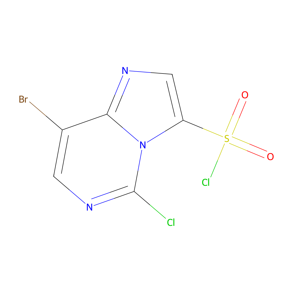 8-Bromo-5-chloroimidazo[1,2-c]pyrimidine-3-sulfonyl chloride molecular structure, CAS 3028141-14-9