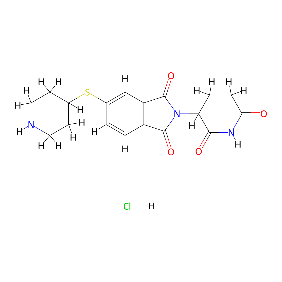 2-(2,6-dioxopiperidin-3-yl)-5-(piperidin-4-ylsulfanyl)-2,3-dihydro-1H-isoindole-1,3-dione hydrochloride molecular structure, CAS 3028141-28-5