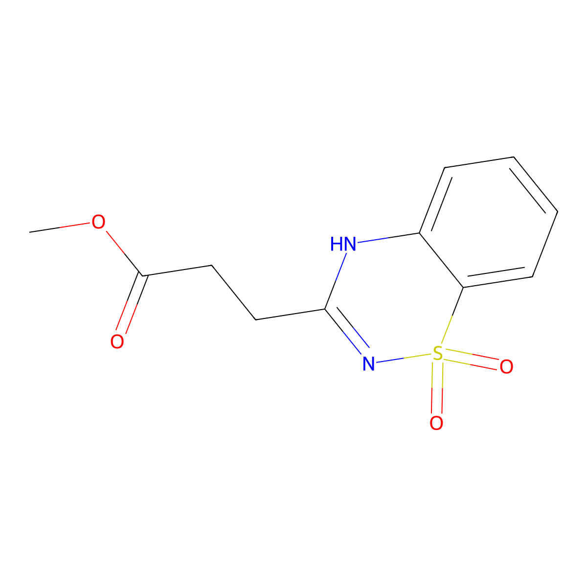 methyl 3-(1,1-dioxo-4H-1lambda6,2,4-benzothiadiazin-3-yl)propanoate molecular structure, CAS 3028141-33-2