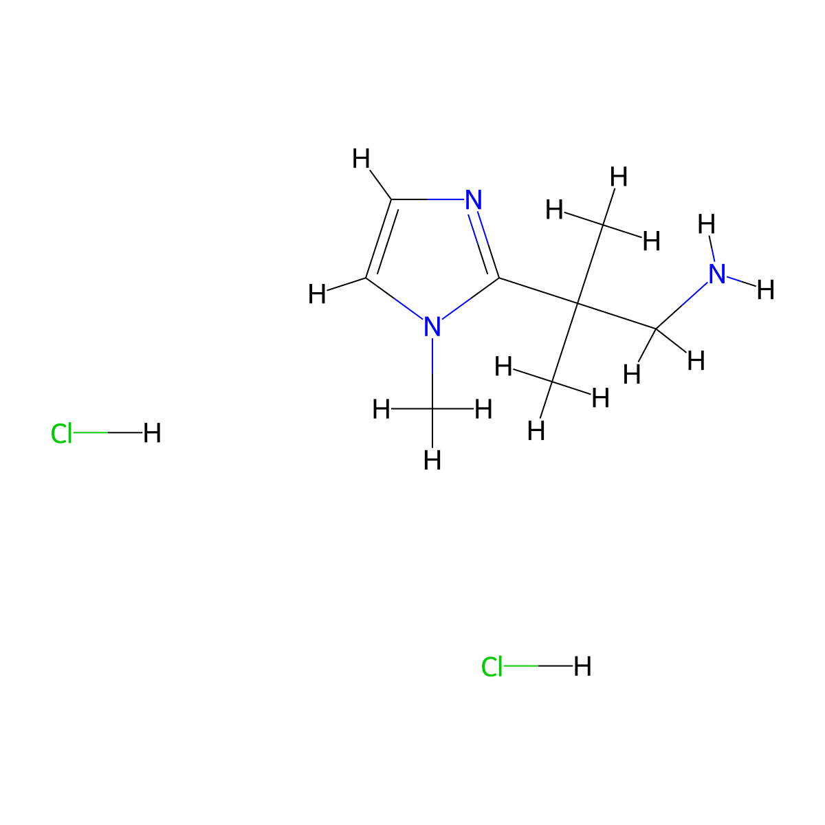 2-methyl-2-(1-methyl-1H-imidazol-2-yl)propan-1-amine dihydrochloride molecular structure, CAS 3028141-39-8