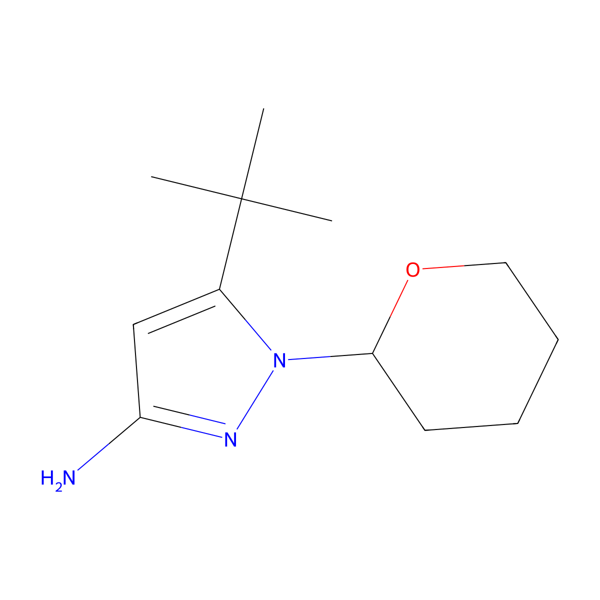 5-Tert-butyl-1-(oxan-2-yl)pyrazol-3-amine molecular structure, CAS 3028141-46-7