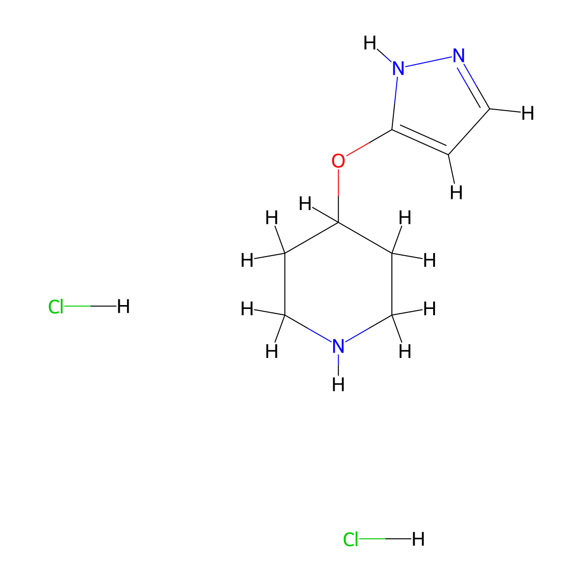 4-(1H-pyrazol-3-yloxy)piperidine dihydrochloride molecular structure, CAS 3028141-52-5