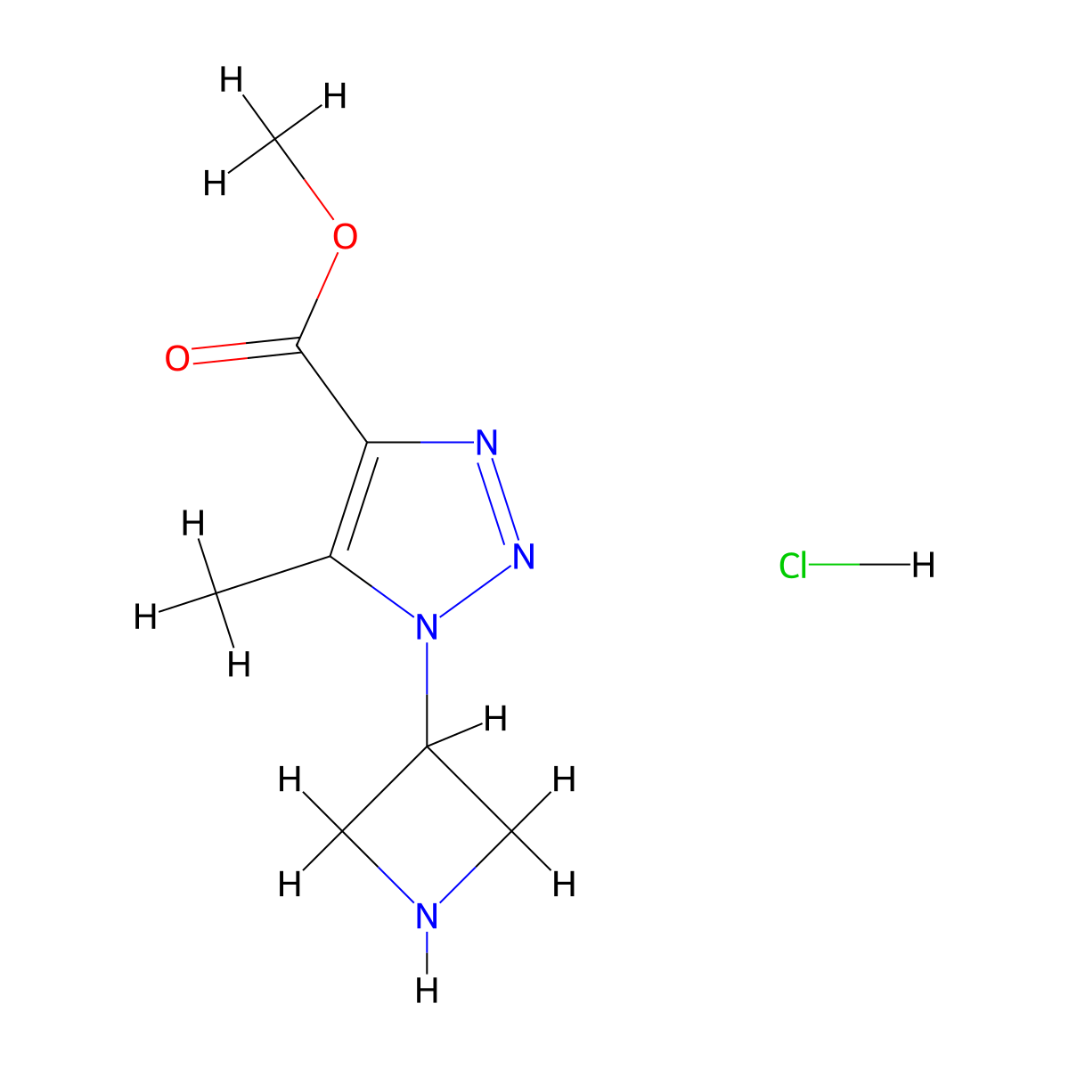methyl 1-(azetidin-3-yl)-5-methyl-1H-1,2,3-triazole-4-carboxylate hydrochloride molecular structure, CAS 3028141-58-1
