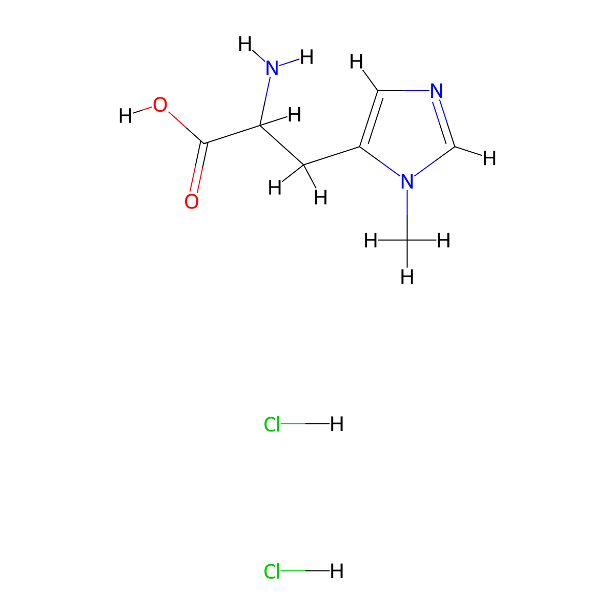 2-amino-3-(1-methyl-1H-imidazol-5-yl)propanoic acid dihydrochloride molecular structure, CAS 3028141-61-6