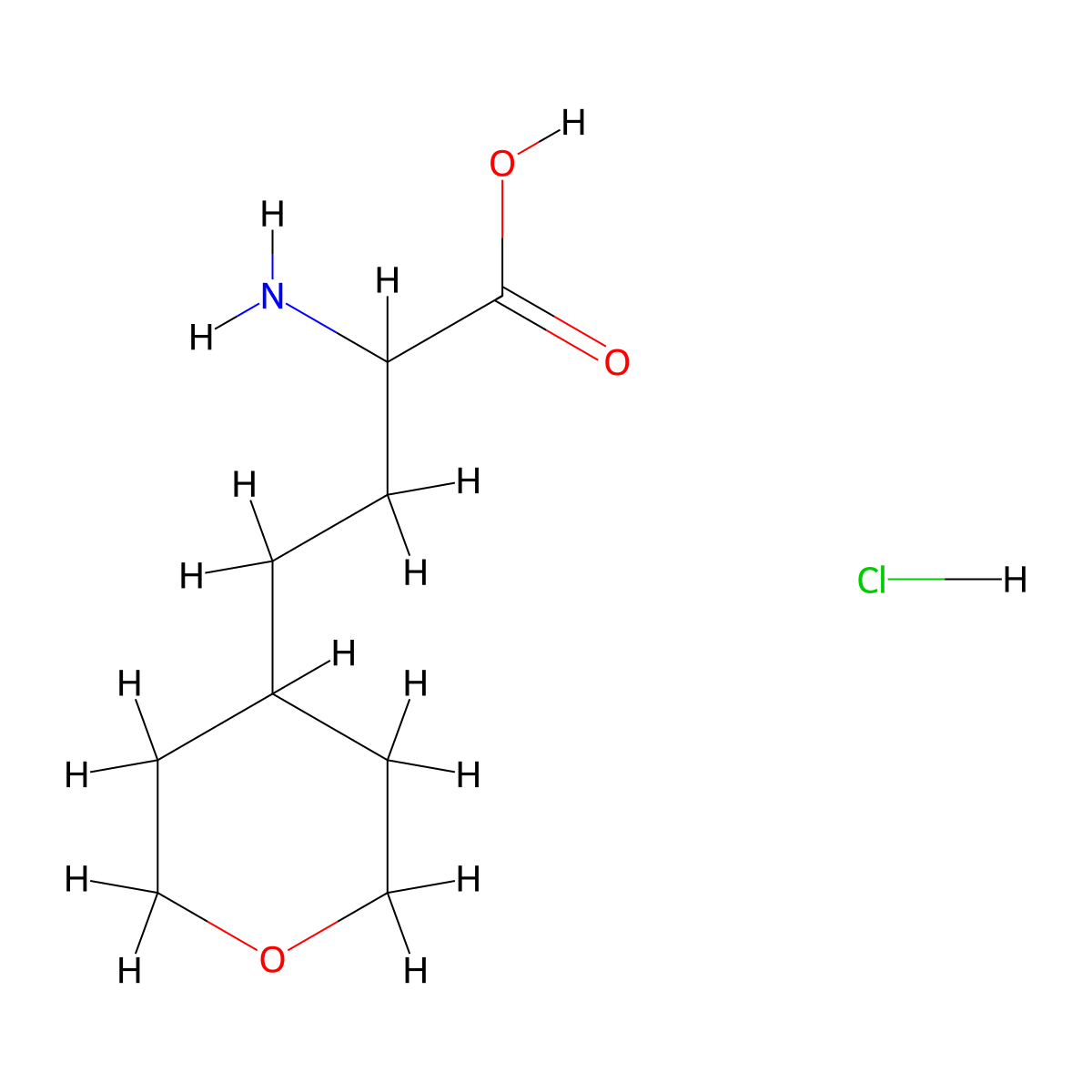 2-Amino-4-(oxan-4-yl)butanoic acid hydrochloride molecular structure, CAS 3028141-83-2