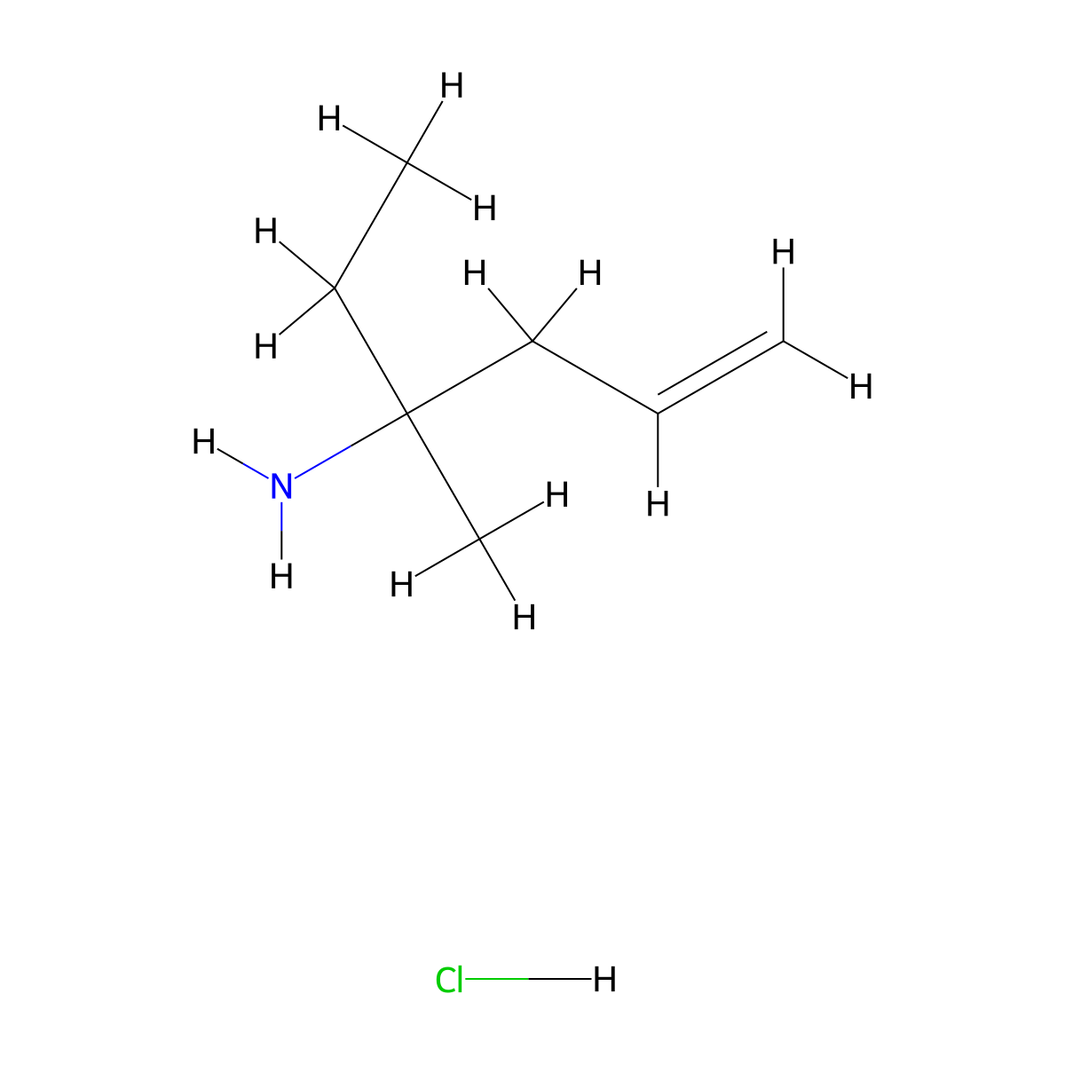 3-Methylhex-5-en-3-amine hydrochloride molecular structure, CAS 3028142-27-7