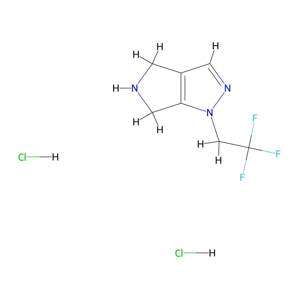 1-(2,2,2-trifluoroethyl)-1H,4H,5H,6H-pyrrolo[3,4-c]pyrazole dihydrochloride molecular structure, CAS 3028142-32-4