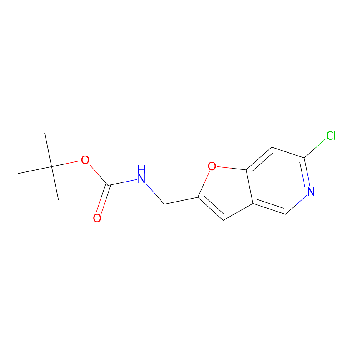 tert-butyl N-({6-chlorofuro[3,2-c]pyridin-2-yl}methyl)carbamate molecular structure, CAS 3028144-46-6