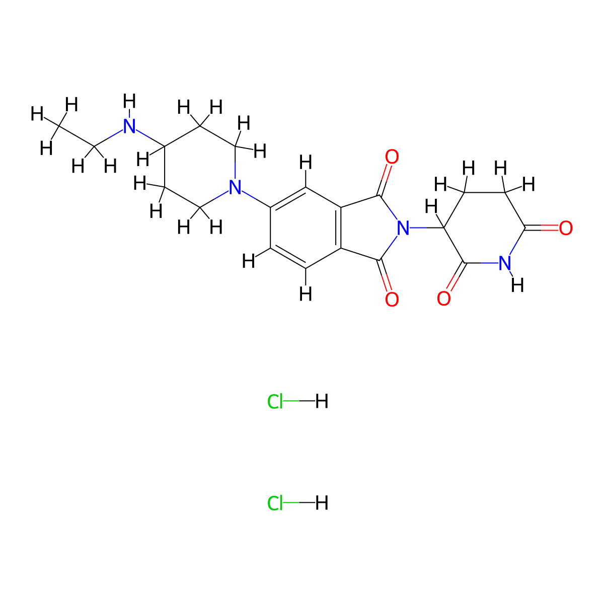 2-(2,6-dioxopiperidin-3-yl)-5-[4-(ethylamino)piperidin-1-yl]-2,3-dihydro-1H-isoindole-1,3-dione dihydrochloride molecular structure, CAS 3028145-80-1