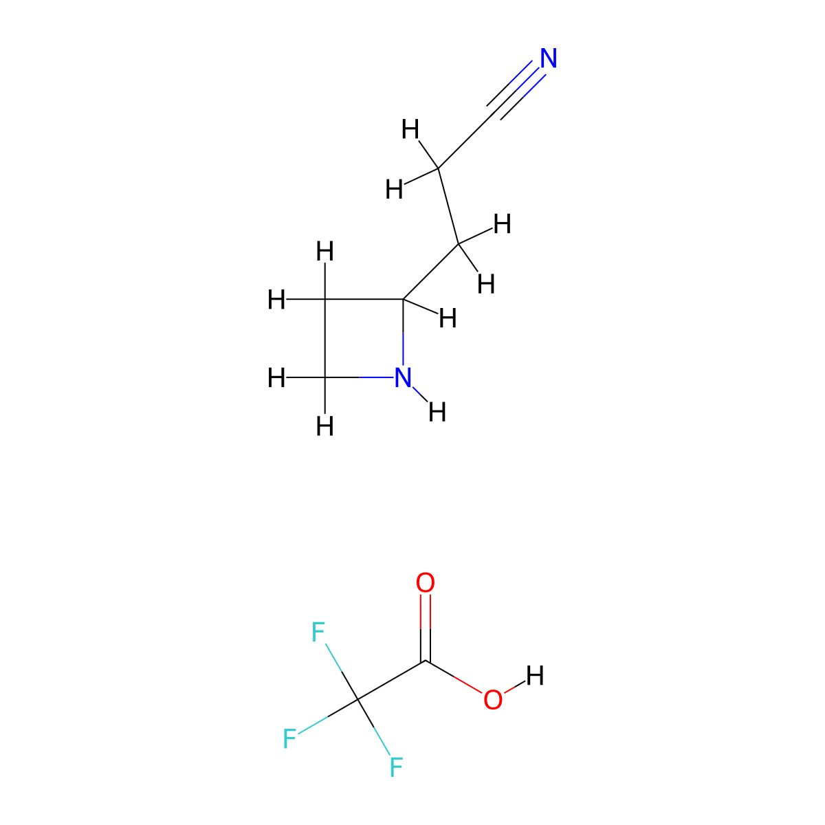 3-(Azetidin-2-yl)propanenitrile, trifluoroacetic acid molecular structure, CAS 3028145-83-4