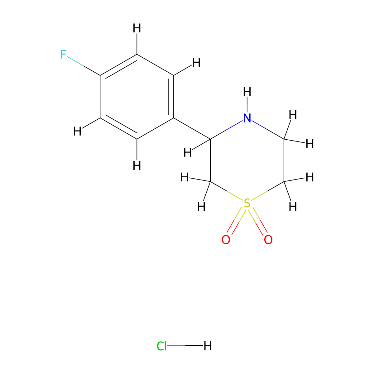 3-(4-Fluorophenyl)-1lambda6-thiomorpholine-1,1-dione hydrochloride molecular structure, CAS 3028145-84-5