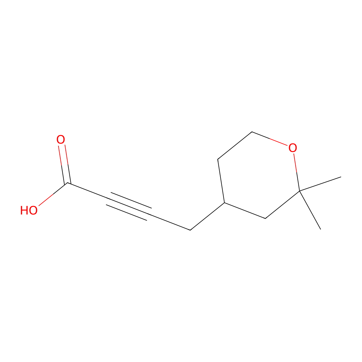 4-(2,2-Dimethyloxan-4-yl)but-2-ynoic acid molecular structure, CAS 3028145-86-7