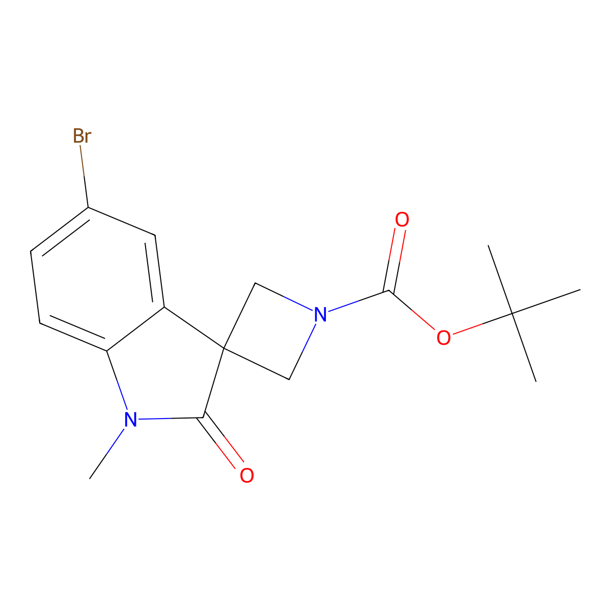 Tert-butyl 5'-bromo-1'-methyl-2'-oxo-1',2'-dihydrospiro[azetidine-3,3'-indole]-1-carboxylate molecular structure, CAS 3028145-90-3