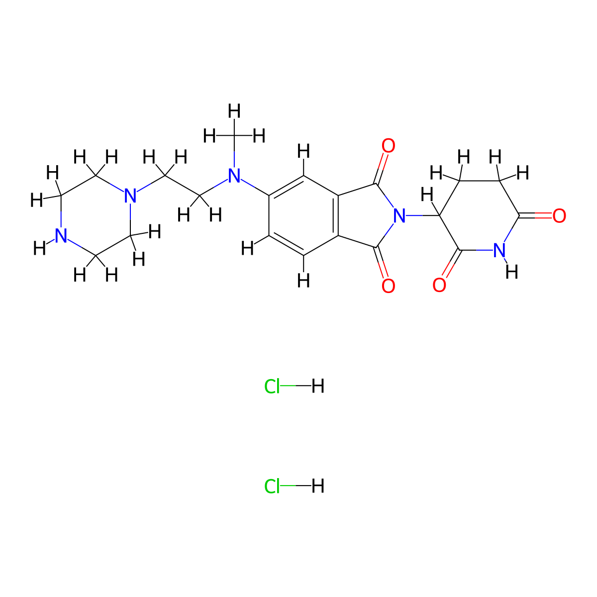 2-(2,6-dioxopiperidin-3-yl)-5-{methyl[2-(piperazin-1-yl)ethyl]amino}-2,3-dihydro-1H-isoindole-1,3-dione dihydrochloride molecular structure, CAS 3028145-92-5