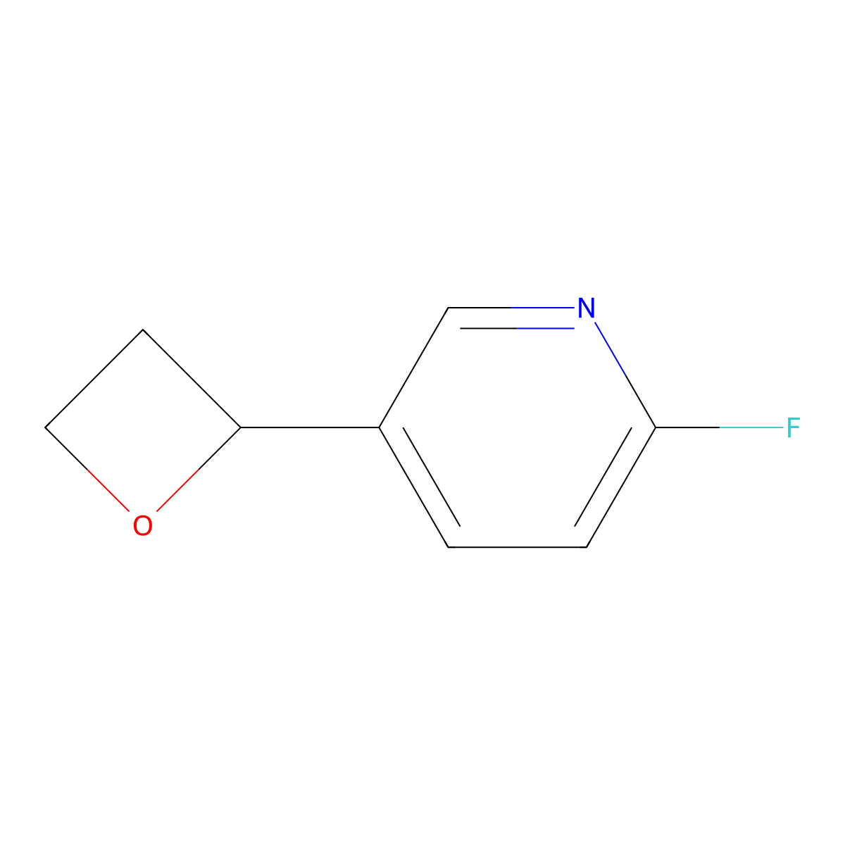 2-Fluoro-5-(oxetan-2-yl)pyridine molecular structure, CAS 3028145-94-7
