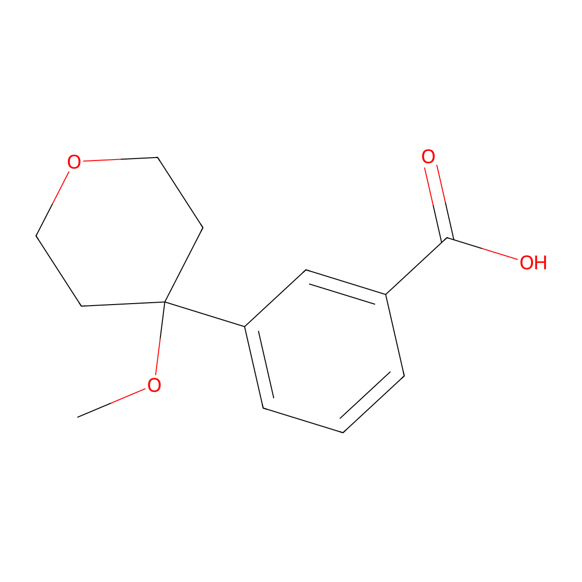 3-(4-Methoxyoxan-4-yl)benzoic acid molecular structure, CAS 3028145-95-8