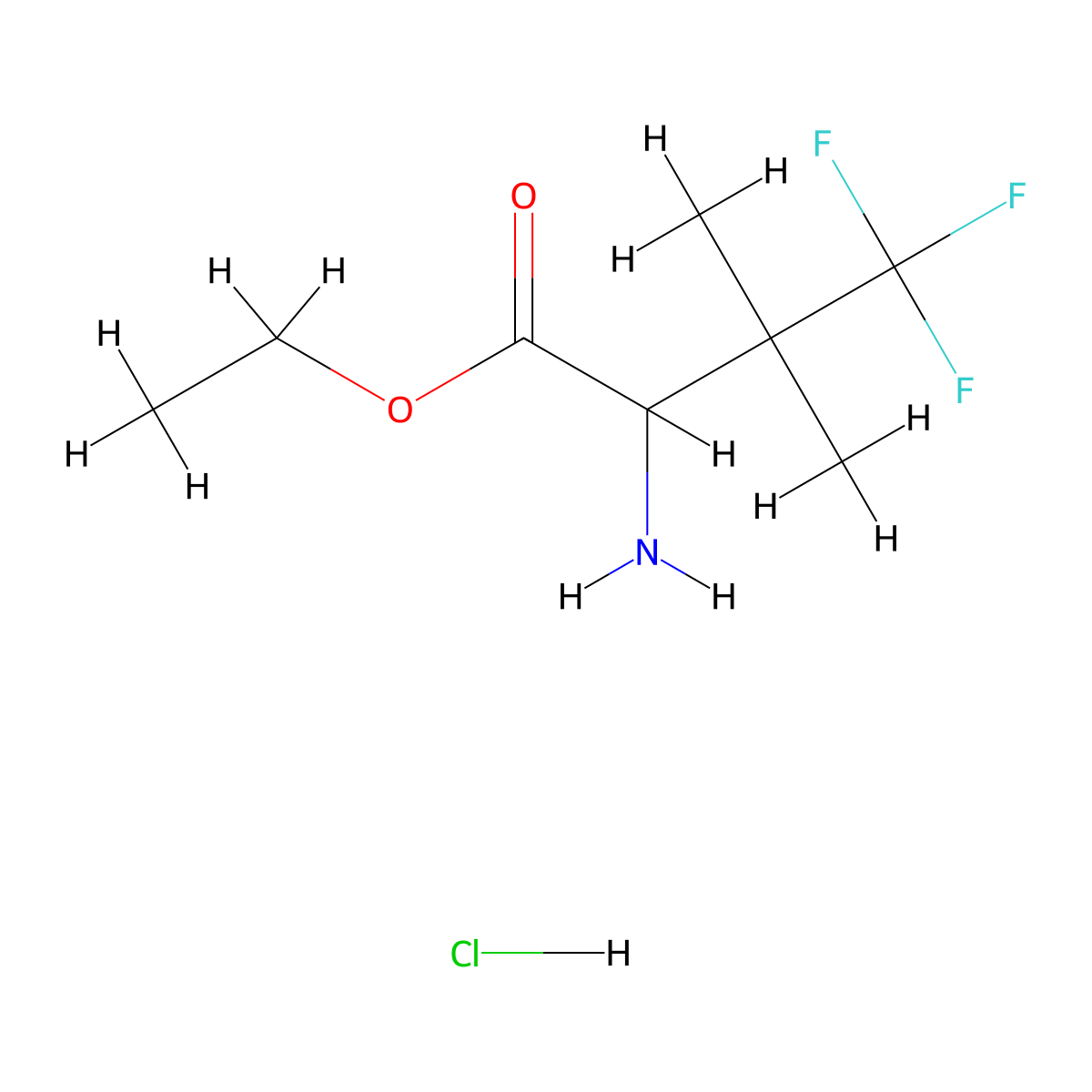 Ethyl 2-amino-4,4,4-trifluoro-3,3-dimethylbutanoate hydrochloride molecular structure, CAS 3028146-06-4