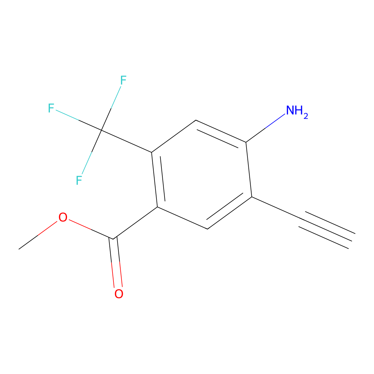 Methyl 4-amino-5-ethynyl-2-(trifluoromethyl)benzoate molecular structure, CAS 3028146-13-3