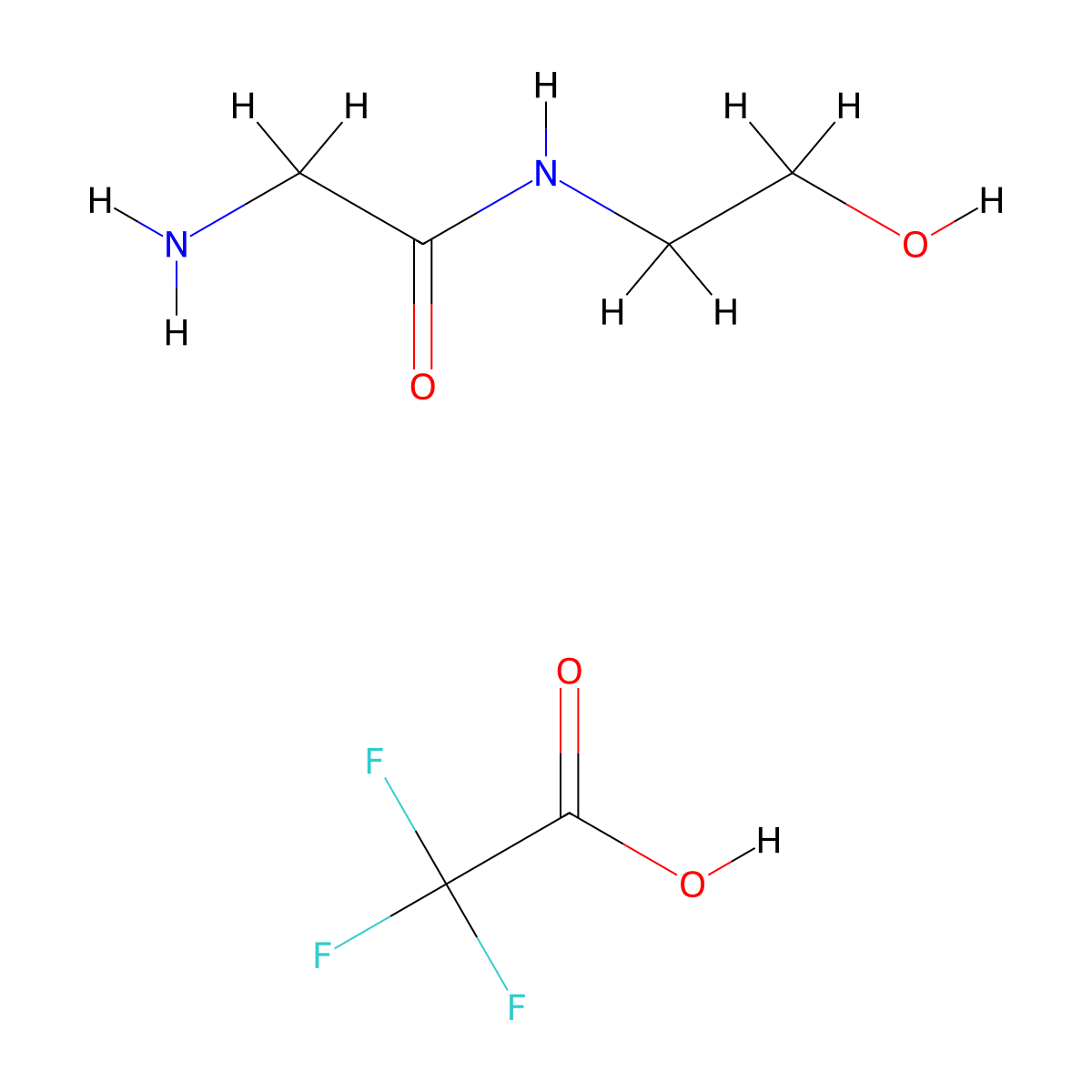 2-amino-N-(2-hydroxyethyl)acetamide, trifluoroacetic acid molecular structure, CAS 3028146-22-4