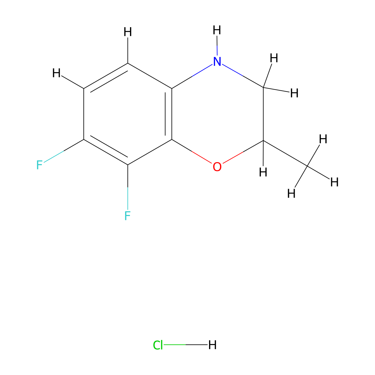 7,8-difluoro-2-methyl-3,4-dihydro-2H-1,4-benzoxazine hydrochloride molecular structure, CAS 3028146-35-9