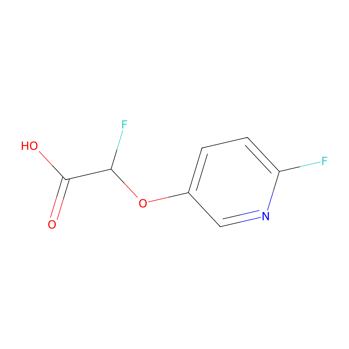 2-Fluoro-2-[(6-fluoropyridin-3-yl)oxy]acetic acid molecular structure, CAS 3028146-42-8
