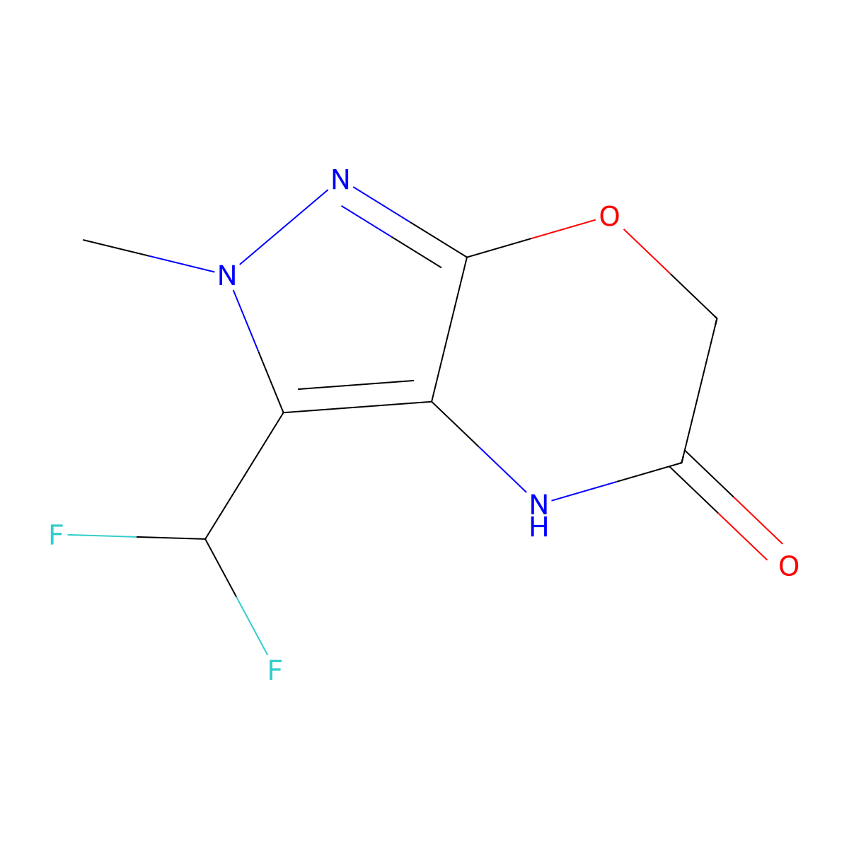 3-(difluoromethyl)-2-methyl-2H,4H,5H,6H-pyrazolo[3,4-b][1,4]oxazin-5-one molecular structure, CAS 3028146-43-9