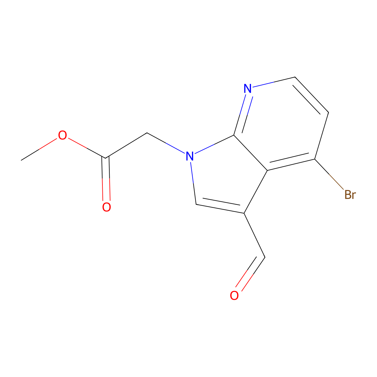 methyl 2-{4-bromo-3-formyl-1H-pyrrolo[2,3-b]pyridin-1-yl}acetate molecular structure, CAS 3028146-45-1