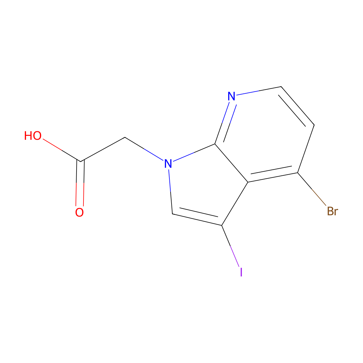 2-{4-bromo-3-iodo-1H-pyrrolo[2,3-b]pyridin-1-yl}acetic acid molecular structure, CAS 3028146-63-3