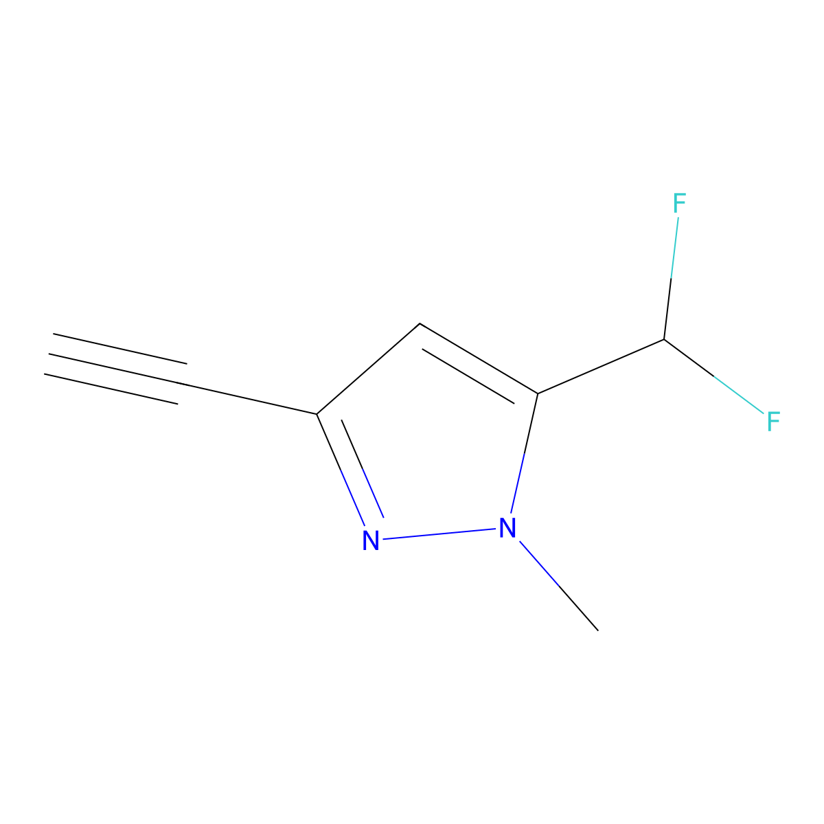 5-(difluoromethyl)-3-ethynyl-1-methyl-1H-pyrazole molecular structure, CAS 3028146-72-4