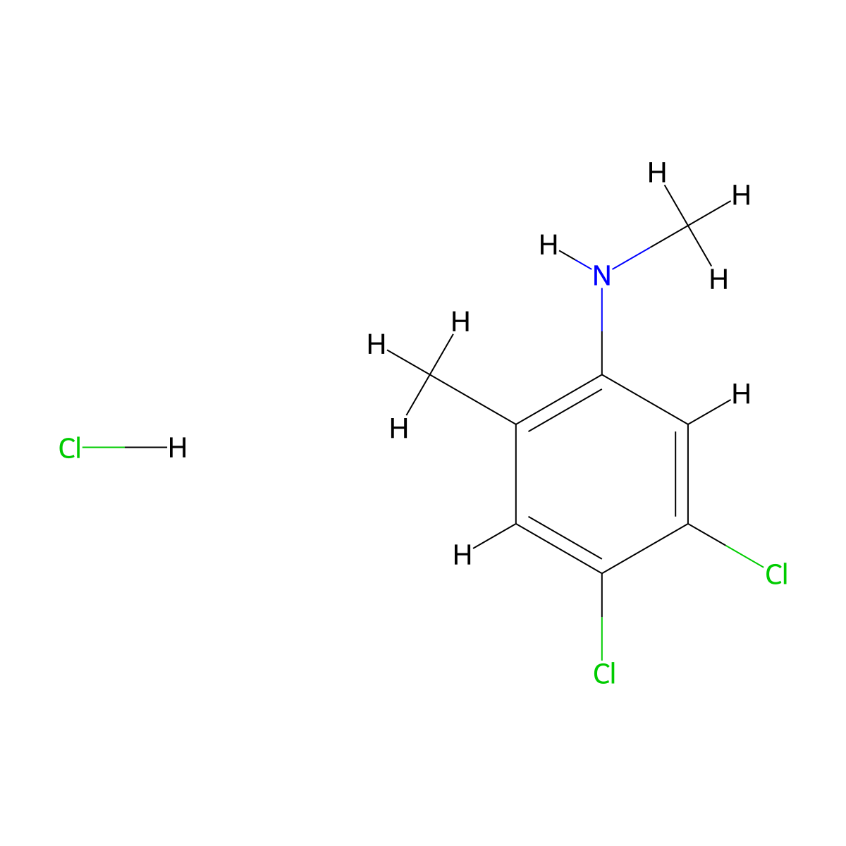 4,5-dichloro-N,2-dimethylaniline hydrochloride molecular structure, CAS 3028146-78-0