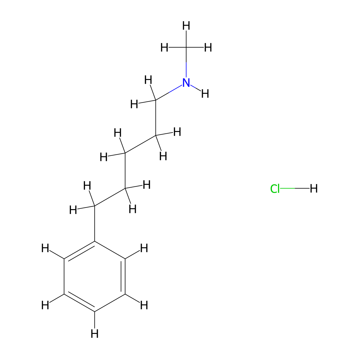 N-methyl-5-phenylpentan-1-amine;hydrochloride molecular structure, CAS 3028146-87-1