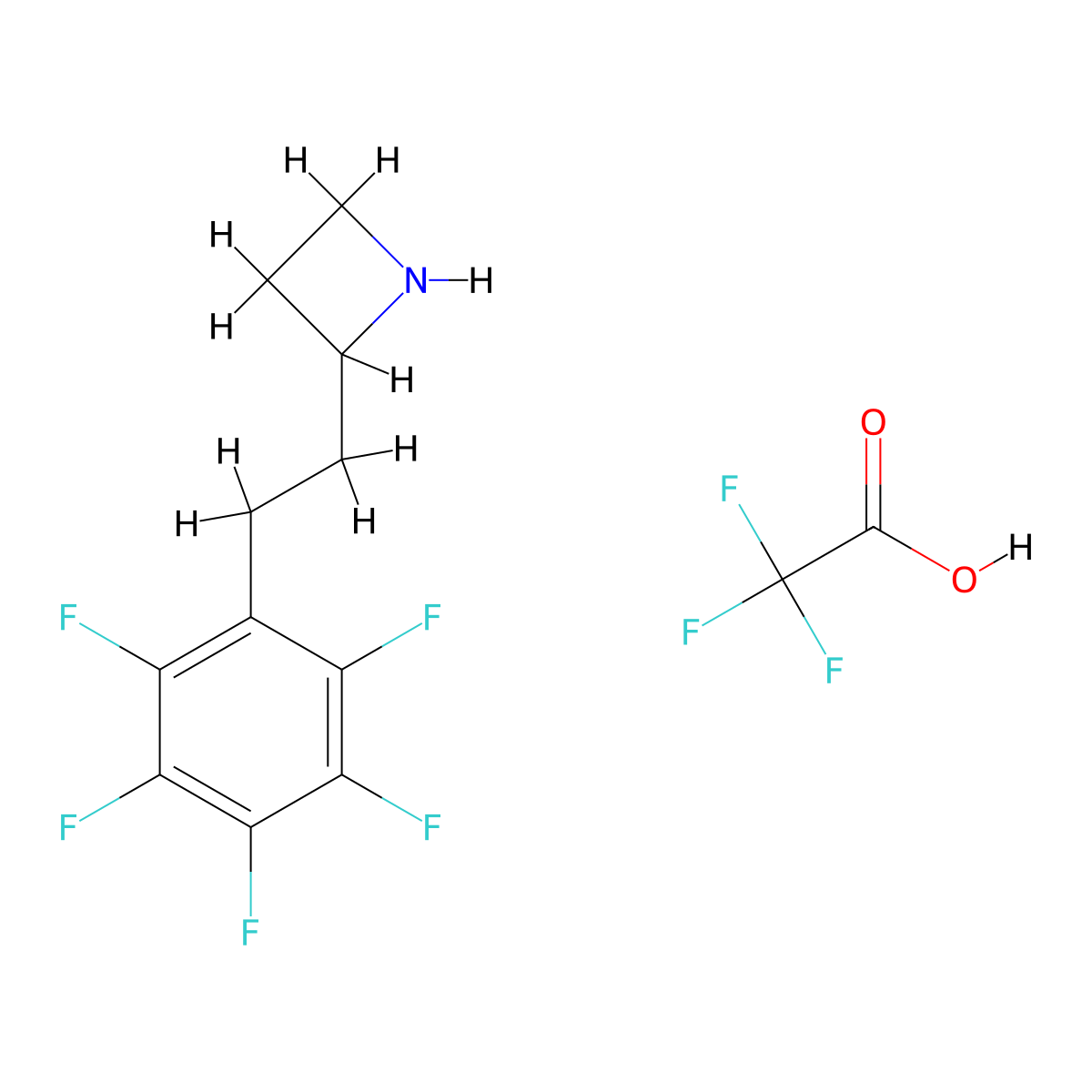 2-[2-(2,3,4,5,6-Pentafluorophenyl)ethyl]azetidine, trifluoroacetic acid molecular structure, CAS 3028146-95-1