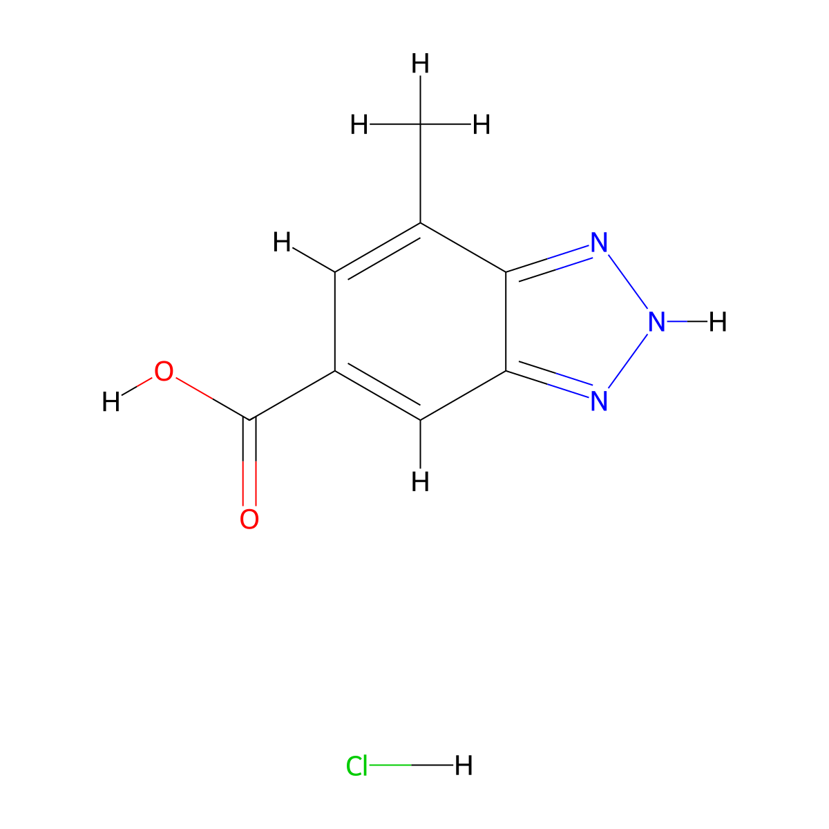 7-methyl-1H-1,2,3-benzotriazole-5-carboxylic acid hydrochloride molecular structure, CAS 3028146-97-3