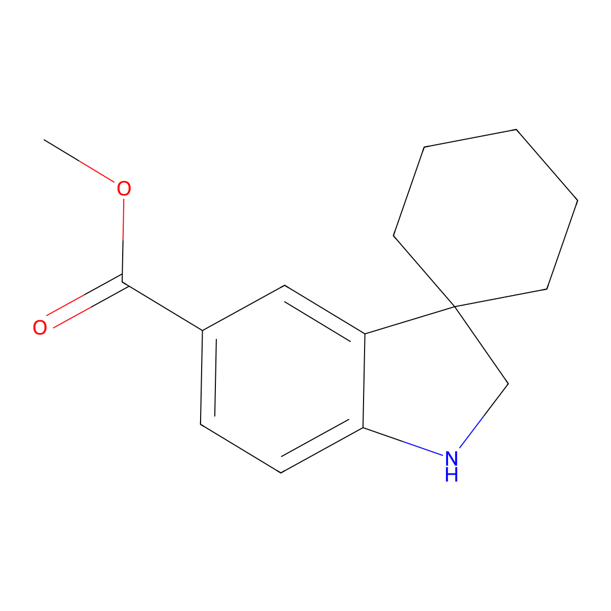 Methyl 1',2'-dihydrospiro[cyclohexane-1,3'-indole]-5'-carboxylate molecular structure, CAS 3028148-73-1