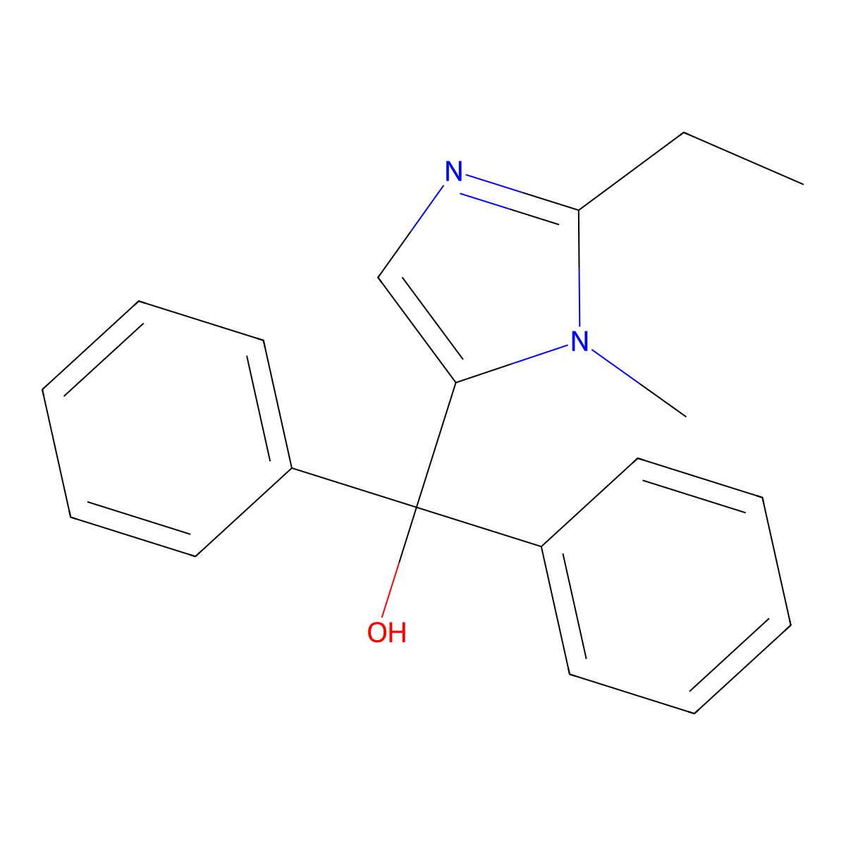 (2-Ethyl-3-methylimidazol-4-yl)-diphenylmethanol molecular structure, CAS 302815-42-5