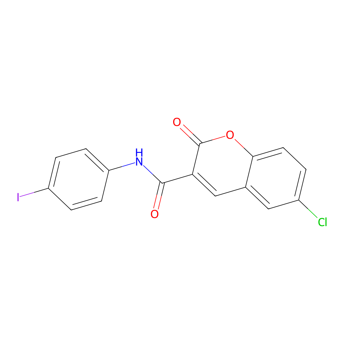 6-chloro-N-(4-iodophenyl)-2-oxo-2H-chromene-3-carboxamide molecular structure, CAS 302815-44-7