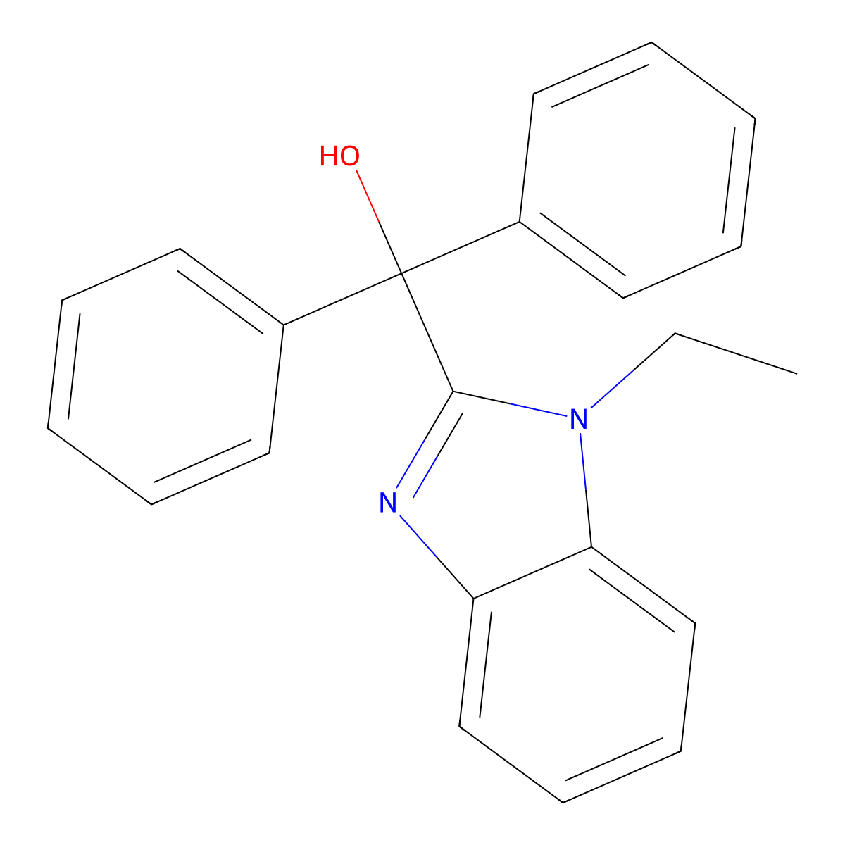 (1-Ethylbenzimidazol-2-yl)-diphenylmethanol molecular structure, CAS 302815-71-0